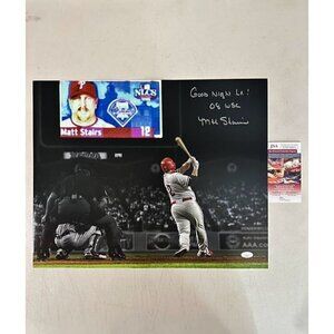 Matt Stairs signed "Goodnight" autographed Philadelphia Phillies 16x20 Photo JSA